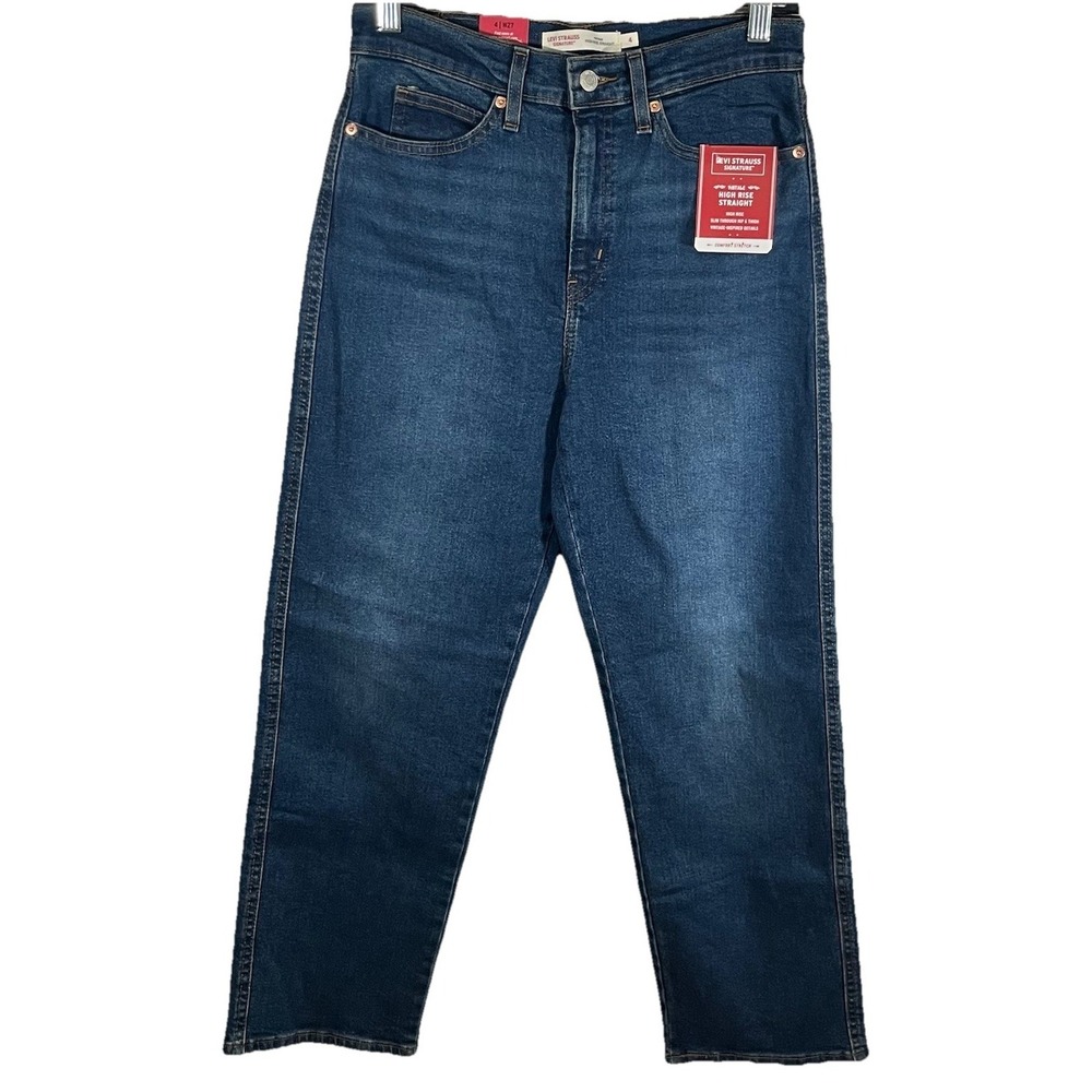 Levi Strauss Signature Jeans Womens Size 4‎ Blue Straight Leg High Rise  NEW